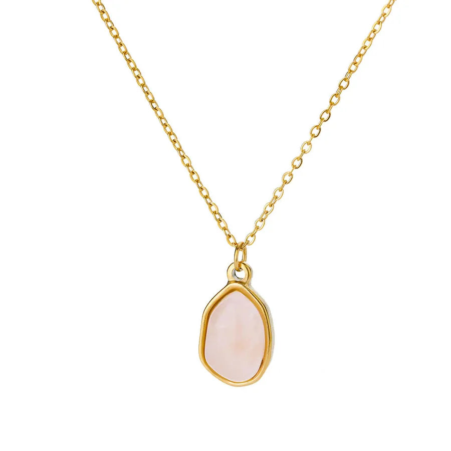 Wholesale Jewelry Elegant Sweet Geometric 304 Stainless Steel Cat's Eye Stone Plating cable chain Pendant Necklace