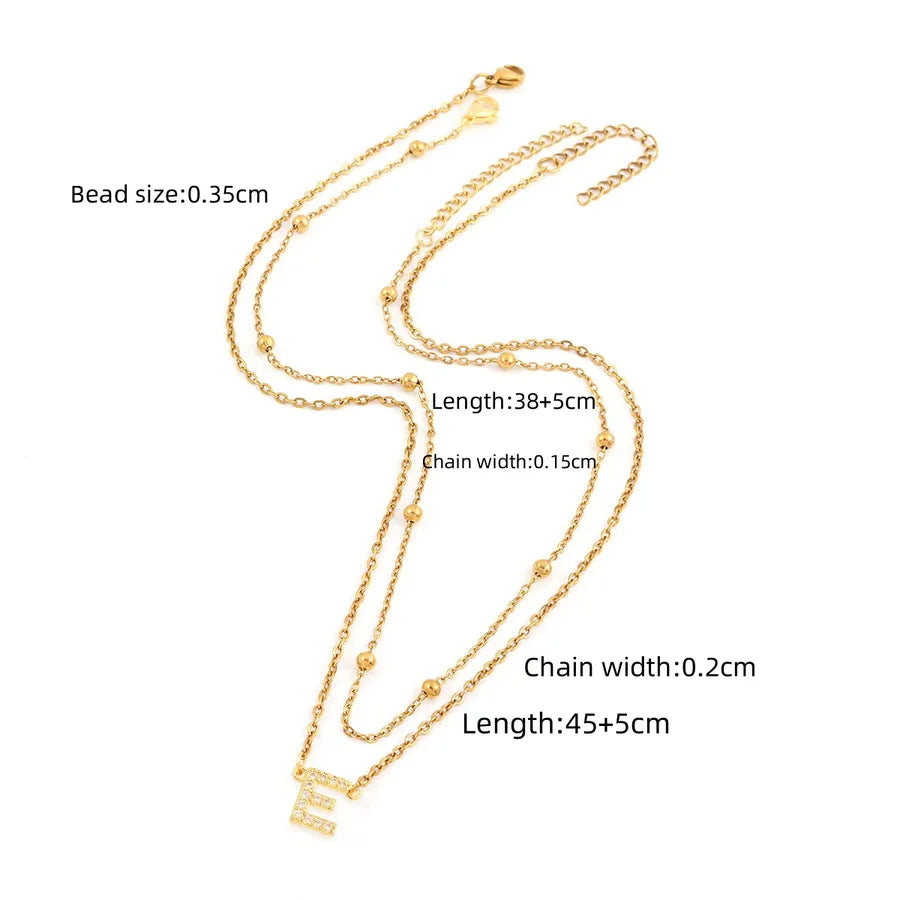 Wholesale Jewelry Simple Style Classic Style Letter 201 Stainless Steel Copper ball chain cable chain Pendant Necklace