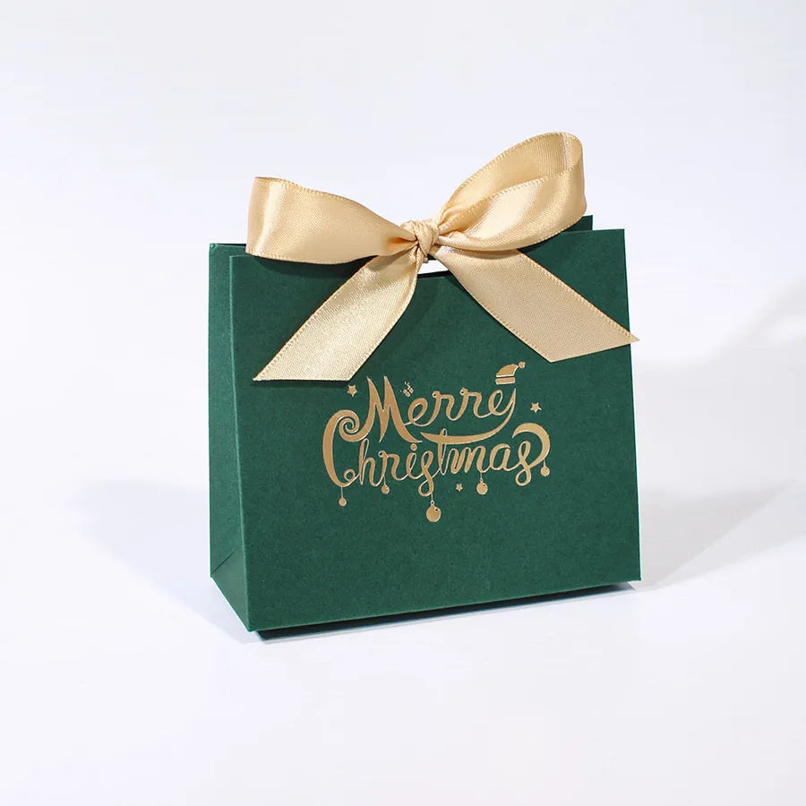 Merry Christmas Gift Box Decorative Multicolor Christmas Packaging Box Holiday Festive White Cardstock Bell wreath Design
