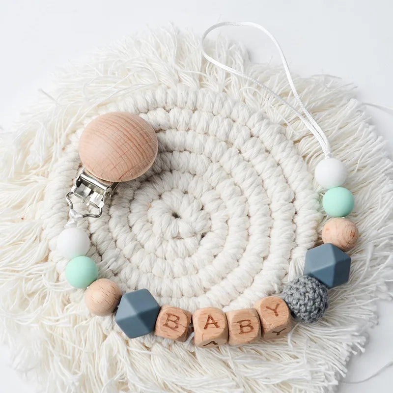 simple style letter beech silicone baby accessories