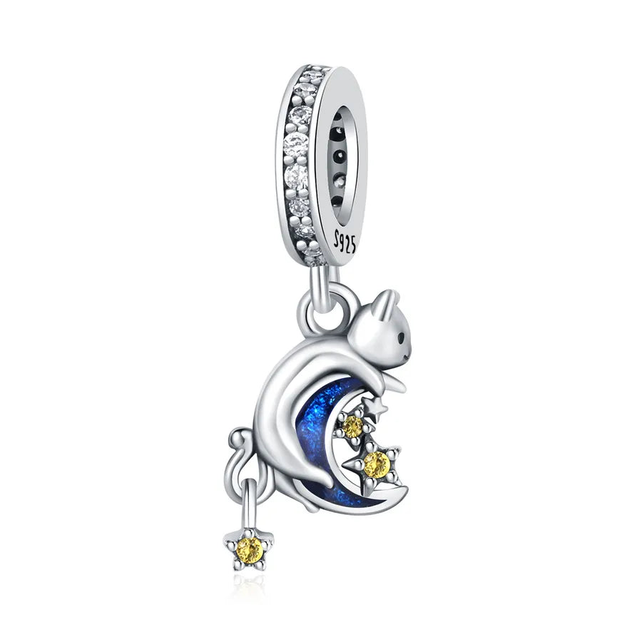 1 Piece 10*5mm 925 Sterling Silver Zircon Dog Cat Pendant Beads Jewelry Accessories