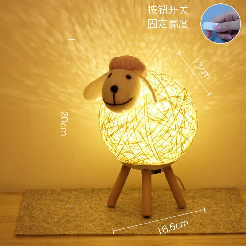 Creative lamb night light smart voice mobile phone app control bedroom atmosphere light cute children timing desk lamp