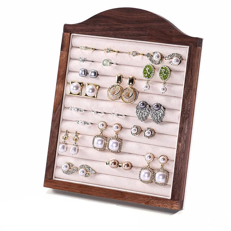 Walnut Wood Picture Frame Ring Display Stand Earring Holder Jewelry Shooting Props High-End Feeling Assembled Ring Display Plate