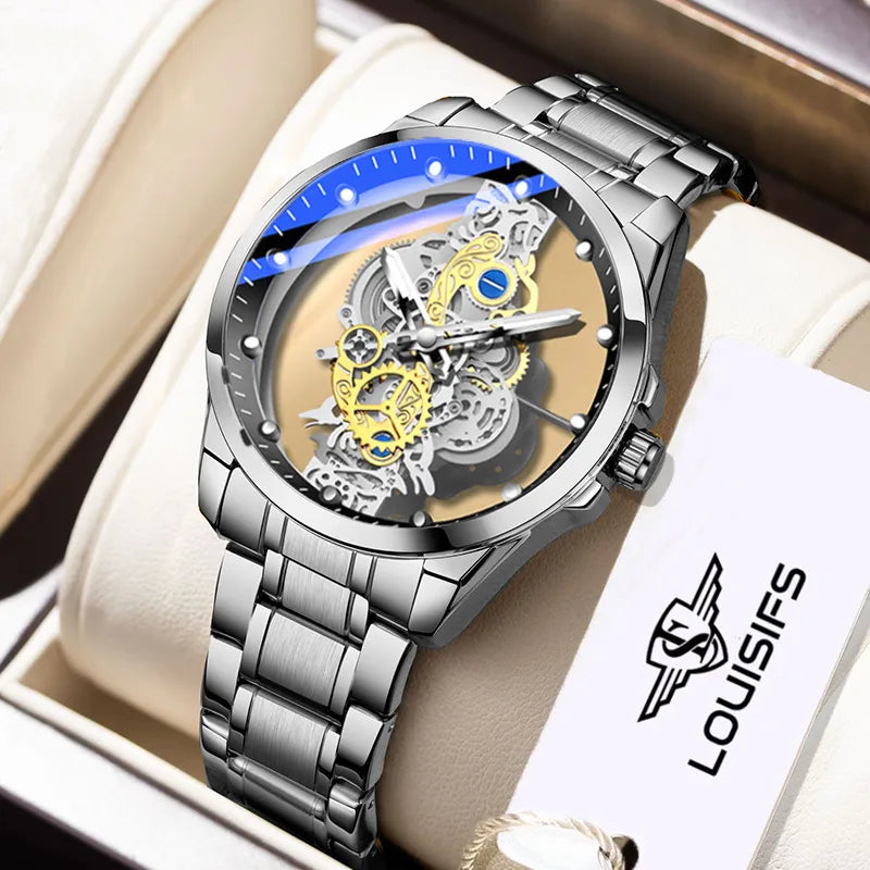 streetwear solid color single folding buckle quartz men's watches