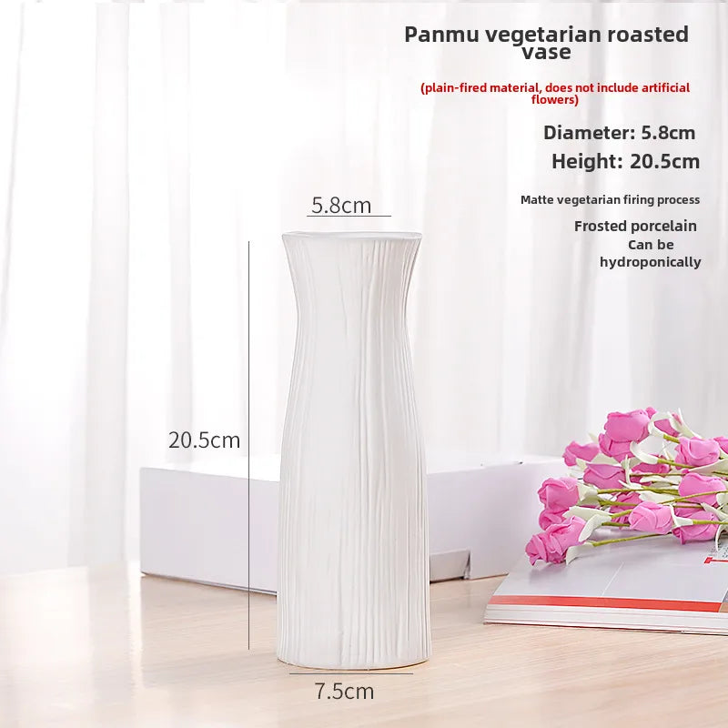 Simple Modern Star Ceramic Vase Ornaments Living Room White Porcelain Fresh Dried Flower Creative Ceramic Flower Set