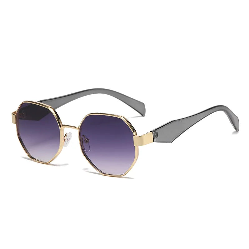 New Style Sunglasses High Sense Women's Personality Modern Box Polygon Metal Sunglasses UV Protection Sunglasses
