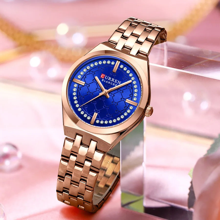 Casual Color Block Single Folding Buckle Quartz Watch Women's Watches