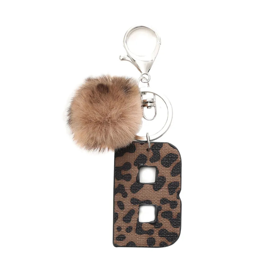 retro leopard pu leather bag pendant keychain