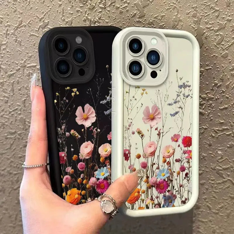Colorful Flower Phone Case For iPhone 11/12/13/14/15/16PRO MAX XR TPU Protective Cover Unique Personality New Style Matte