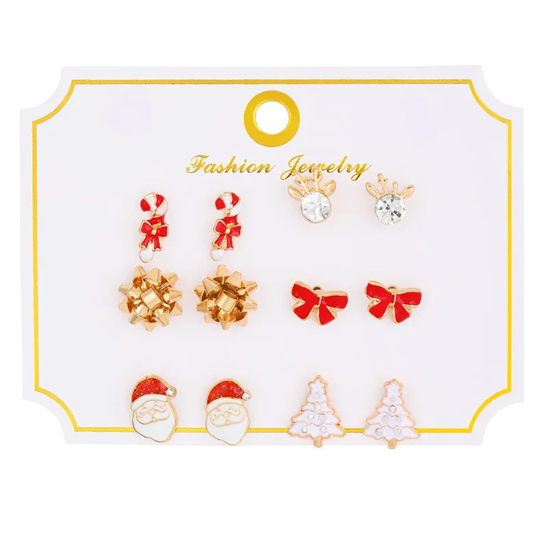 Cartoon Style Cute Classic Style Christmas Tree Santa Claus Bell Alloy Stoving Varnish Plating Inlay Rhinestones Zircon Christmas Women's Jewelry Set