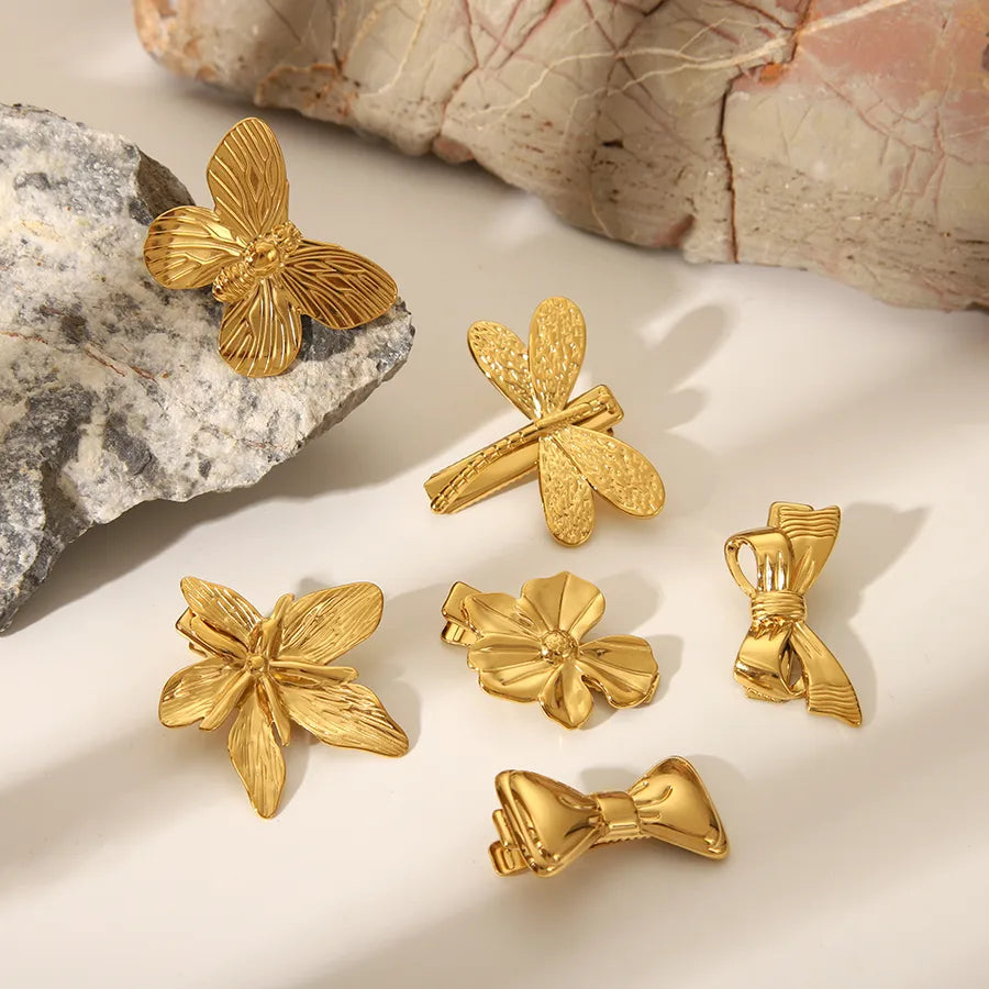 Classic Style Women's Dragonfly Butterfly Bowtie 304 Stainless Steel Hair Clip