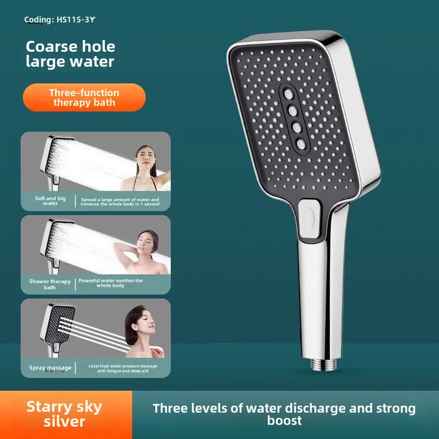 Square Pressurized Shower Head Faucet Bathroom Rain Shower Bath Water Heater Handheld Pressurized Shower Head