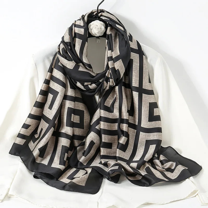 women's lady flower cloud brocade printing scarf