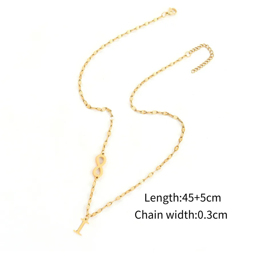 Wholesale Jewelry Elegant Simple Style Classic Style Letter Infinity 201 Stainless Steel 304 Stainless Steel Lip Chain Pendant Necklace