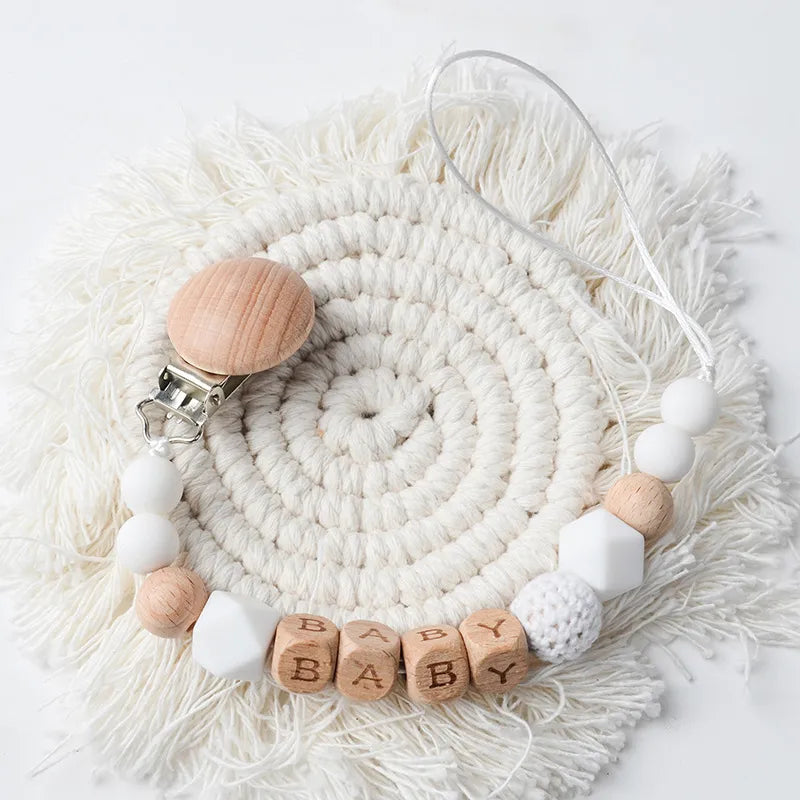 simple style letter beech silicone baby accessories