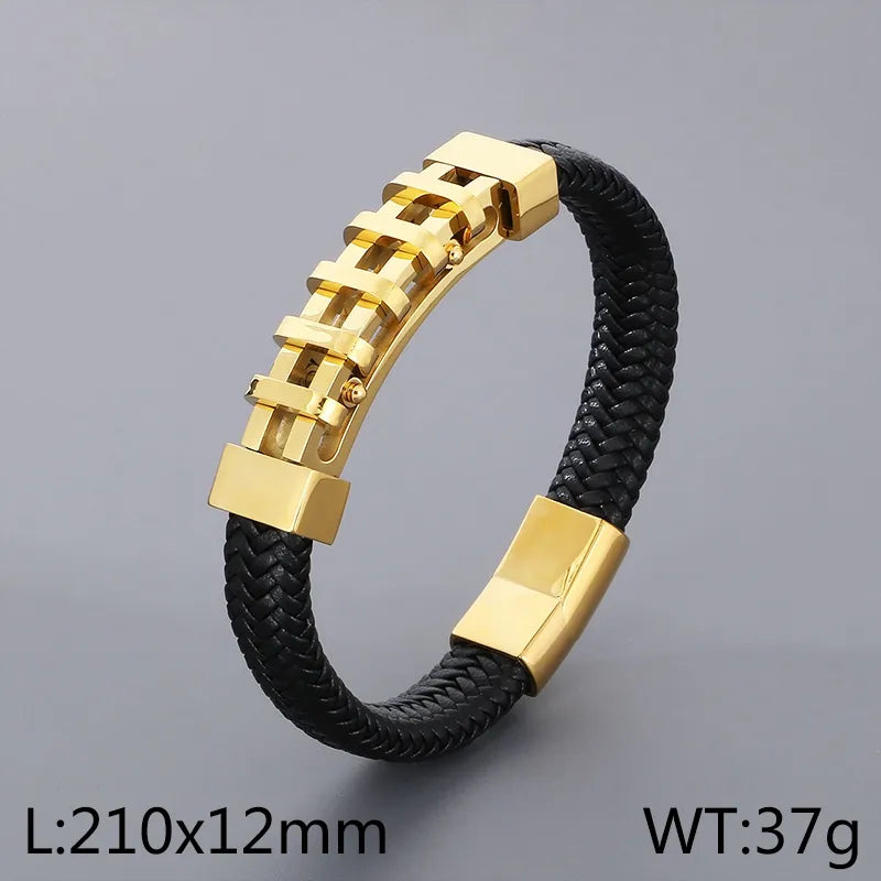Simple Style Geometric Titanium Steel 18K Gold Plated Men's Bangle