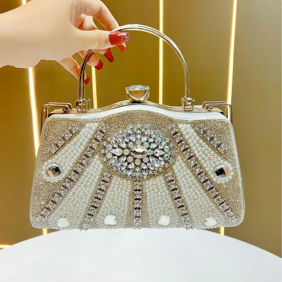 New Elegant Large Capacity Women's Bag Luxury Crossbody Dinner Bag KTV Princess Versatile Square Bag Fashion Lock Buckle Diamond