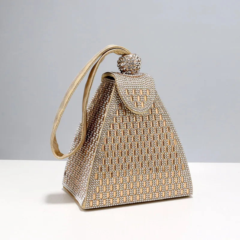 black gold silver pu leather solid color rhinestone evening bags