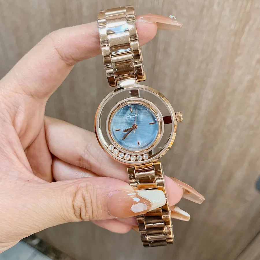 Simple Style Solid Color Butterfly Double Snap Quartz Watch Women's Watches