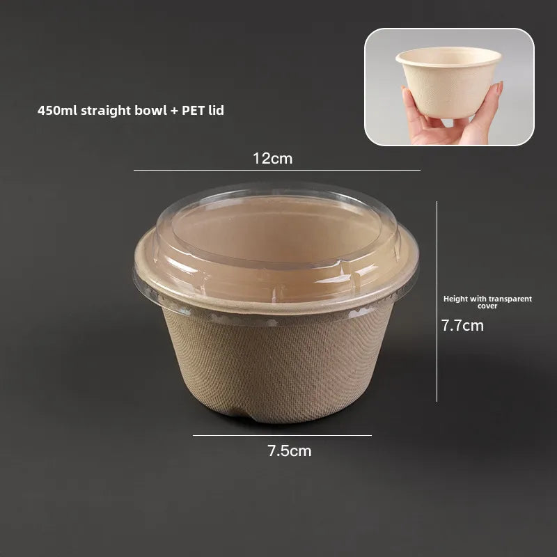 Disposable paper bowl tableware set paper bowl commercial household bowl degradable whole box disposable round bowl