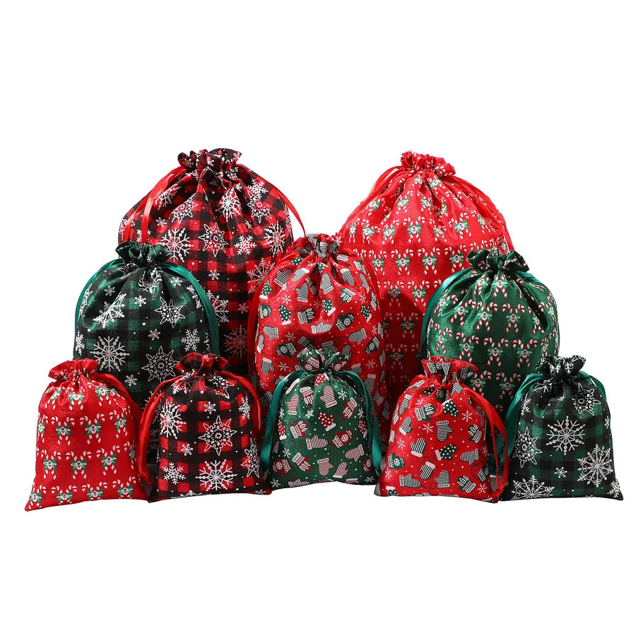 Lina New Christmas Golden Embossed Bamboo Node Cotton Rope Drawstring Gift Storage Bag Chinese Style Gift Packaging