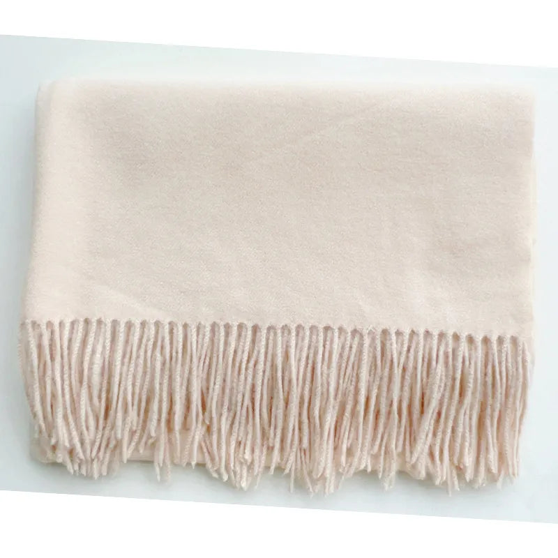 women's simple style solid color imitation cashmere scarf