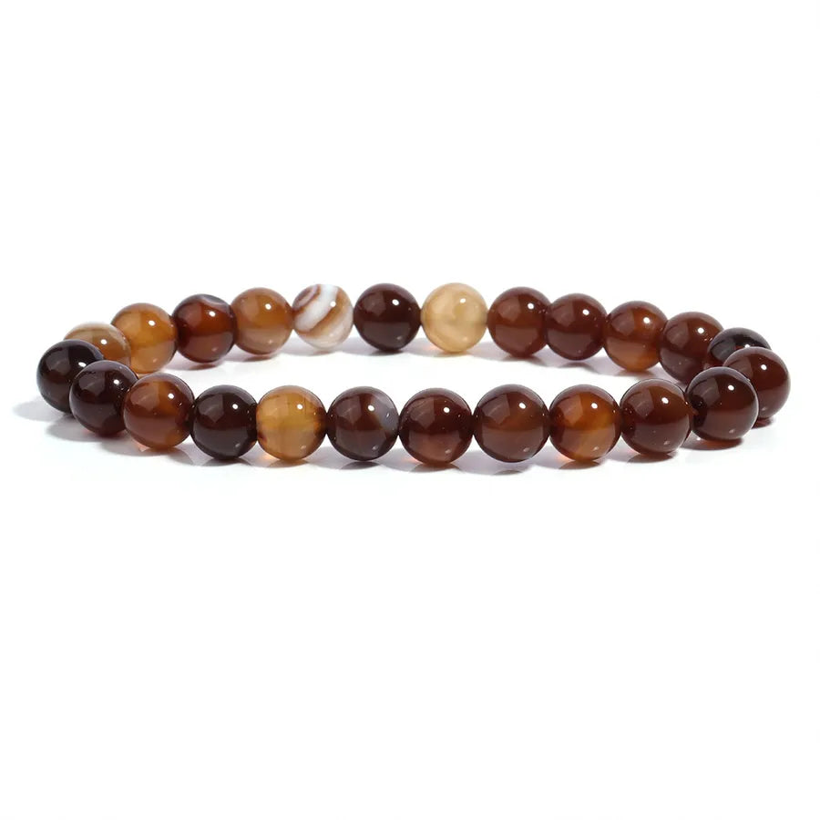 Hot Selling 4-10mm Natural Stone Bracelet Coffee Stripesd Agate Bracelet for Men and Women Same Style Yiwu Jewelry Wholesale