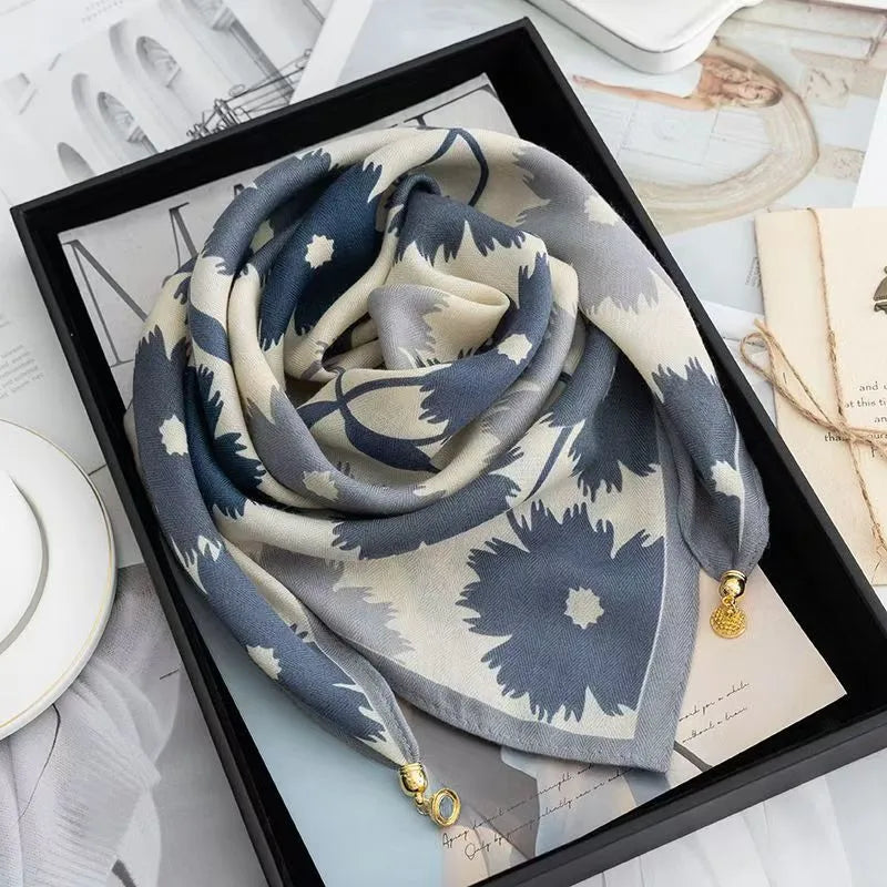 Women's Simple Style Color Block cotton and linen Silk Scarf