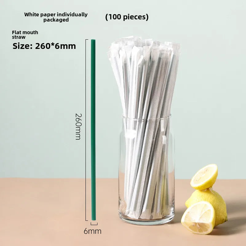 Disposable straw thick separate packaging commercial food grade plastic green hot drink pearl milk tea coffee special thin