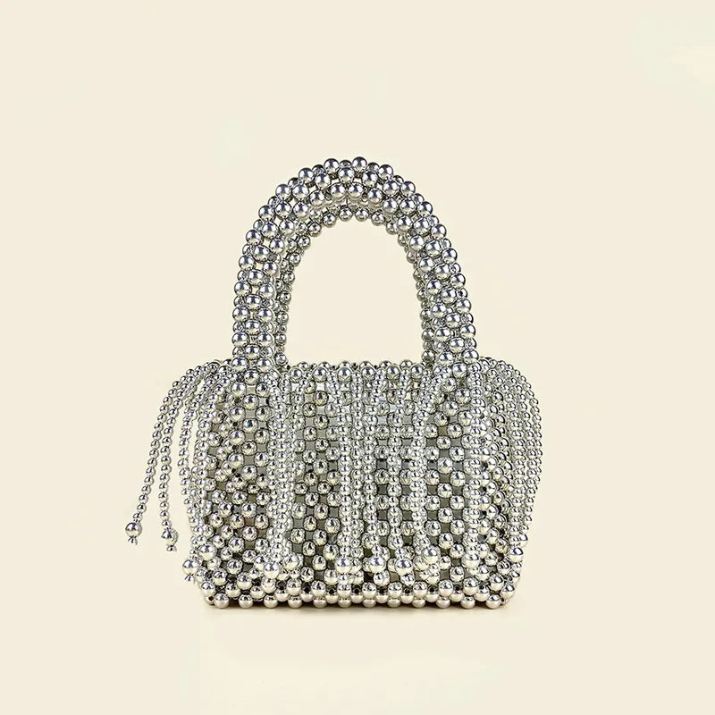 Women's Small Arylic Solid Color Streetwear Beading Bucket Open Handbag
