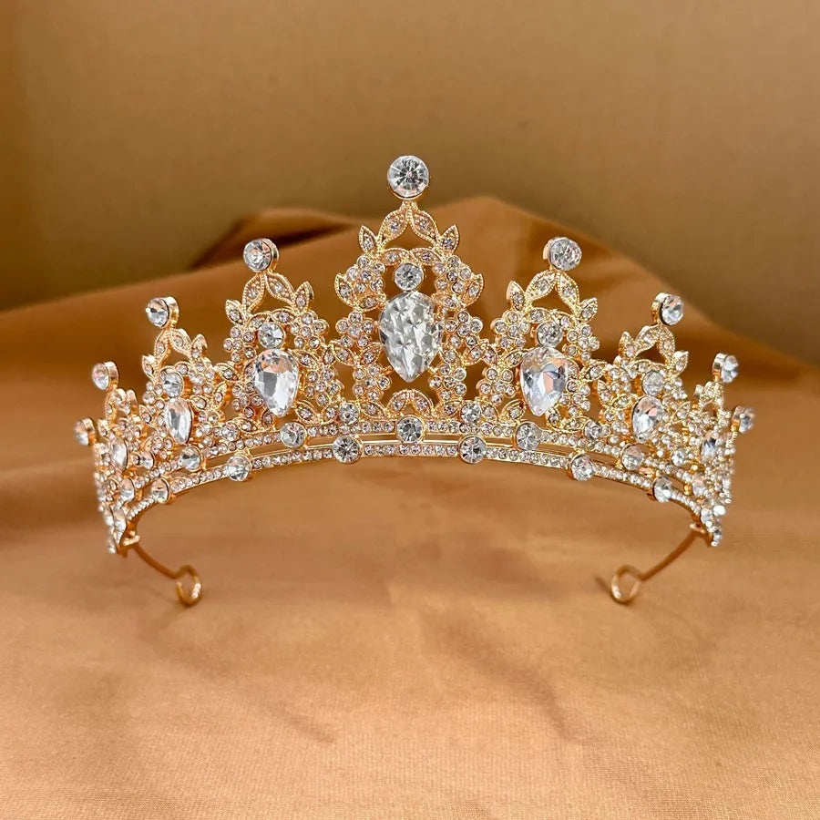 Bride Makeup Hair Accessories Retro Luxury Full Diamond Queen Crown Children's Performance All-match Color Diamond Pressure Hair Crown