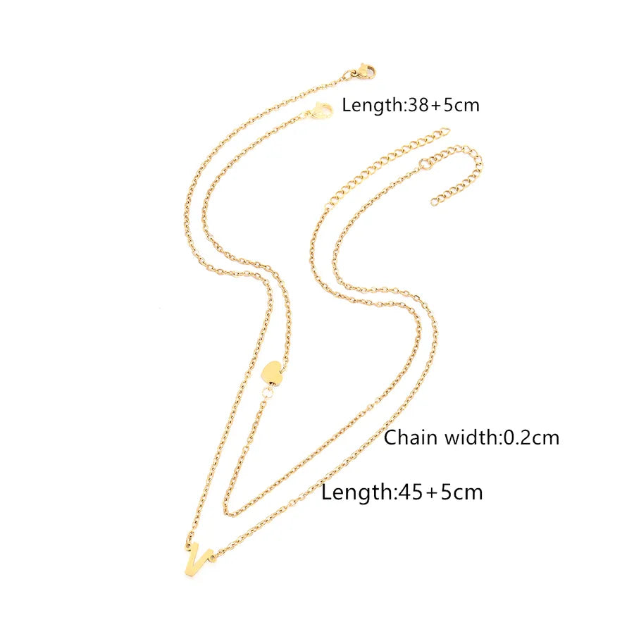 Wholesale Jewelry Elegant Retro Classic Style Letter Heart Shape 201 Stainless Steel 304 Stainless Steel cable chain Pendant Necklace