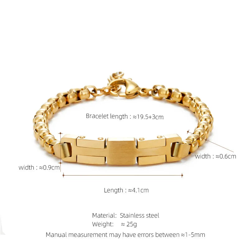 Hip-Hop Geometric 304 Stainless Steel Plating Men's Bracelets Men Chain Bracelets