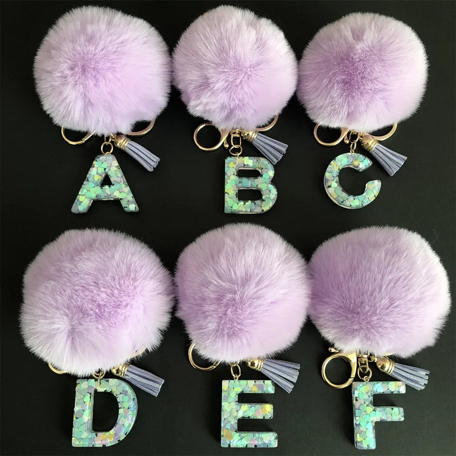 Cute Simple Style Letter Hairball Resin Unisex Bag Pendant Keychain