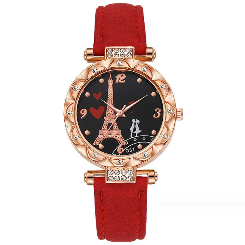 Casual Tower Heart Shape Buckle Quartz Watch Women's Watches