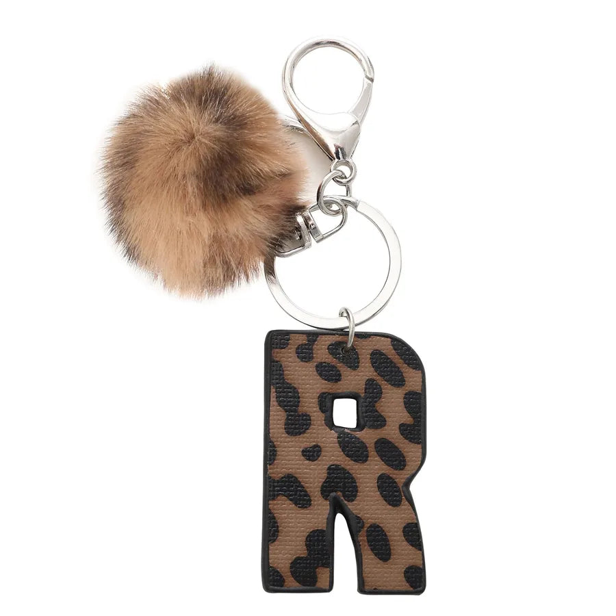 retro leopard pu leather bag pendant keychain
