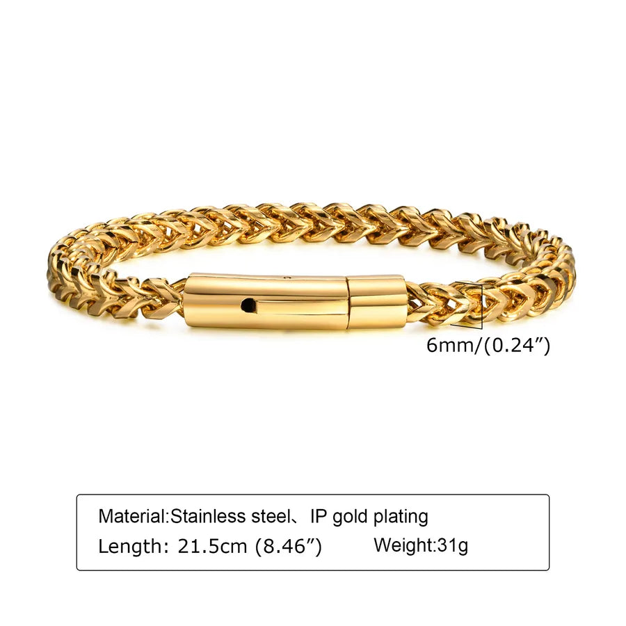 simple style solid color stainless steel bracelets