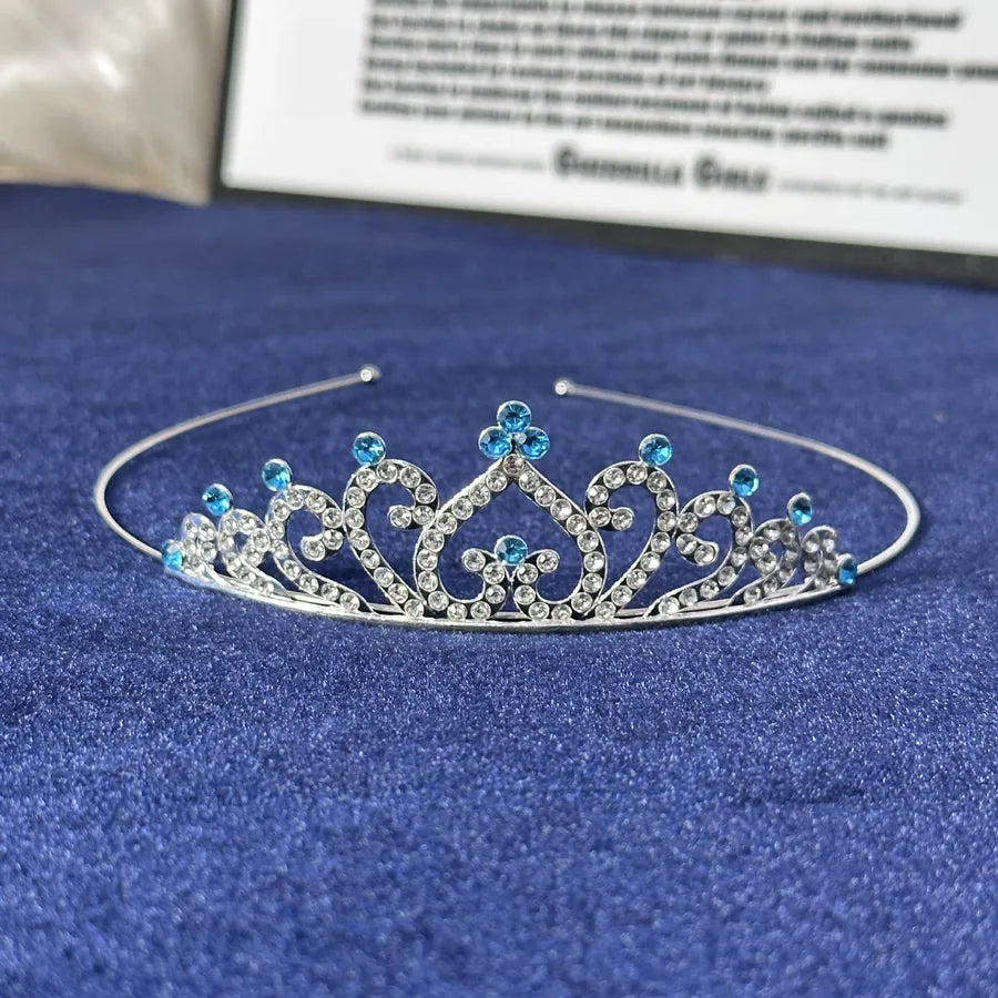 Elegant Simple Alloy Rhinestone Crown Hair Hoop Bride Children Wedding Performance Crown Head Buckle  Hair Accessories