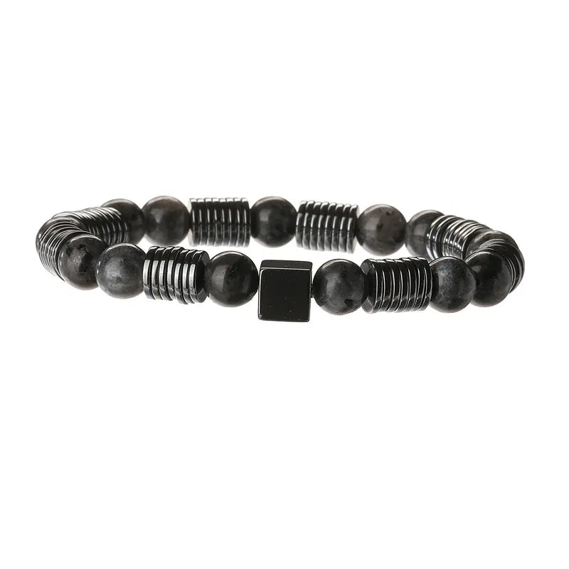 Geometric natural stone black gallstone Bracelets In Bulk
