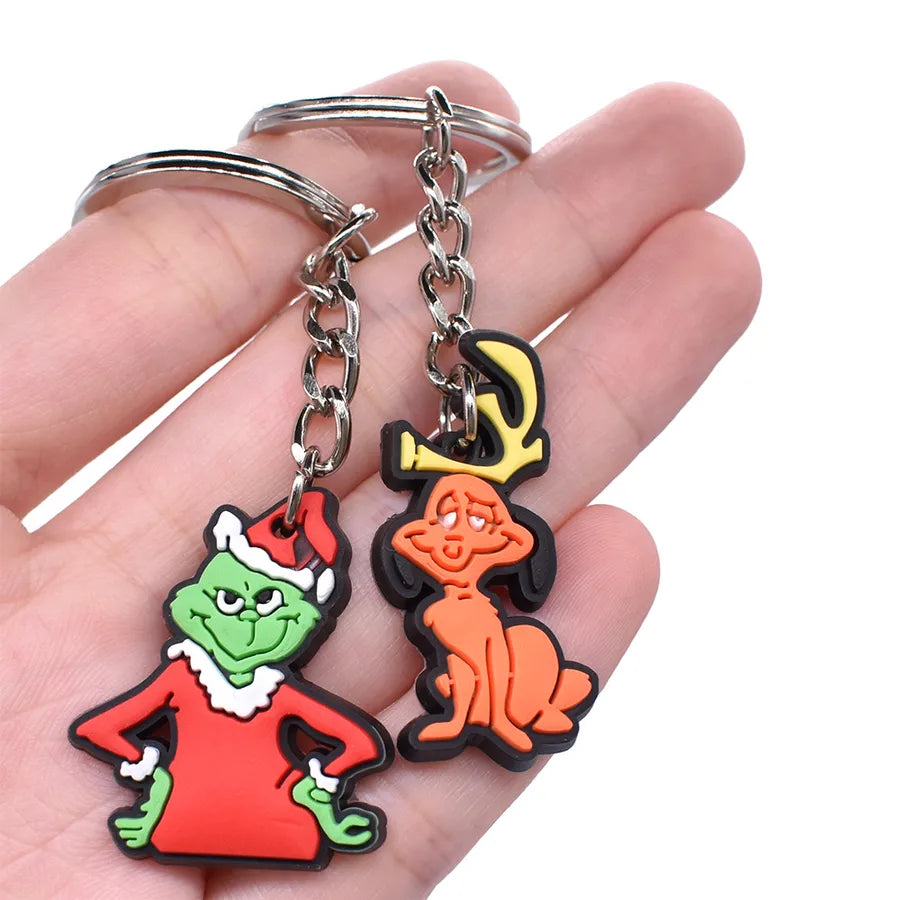 Cartoon Style Cartoon Character Christmas Hat Christmas Socks PVC Metal Christmas Women's Bag Pendant Keychain