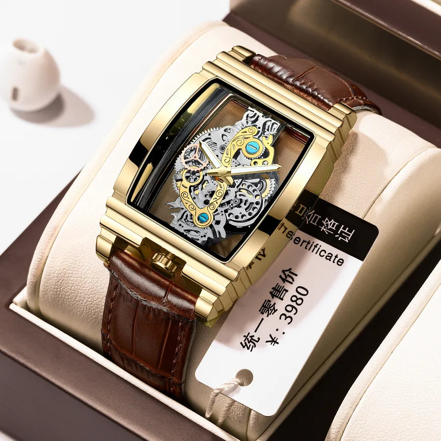 business geometric mesh belt quartz men's watches