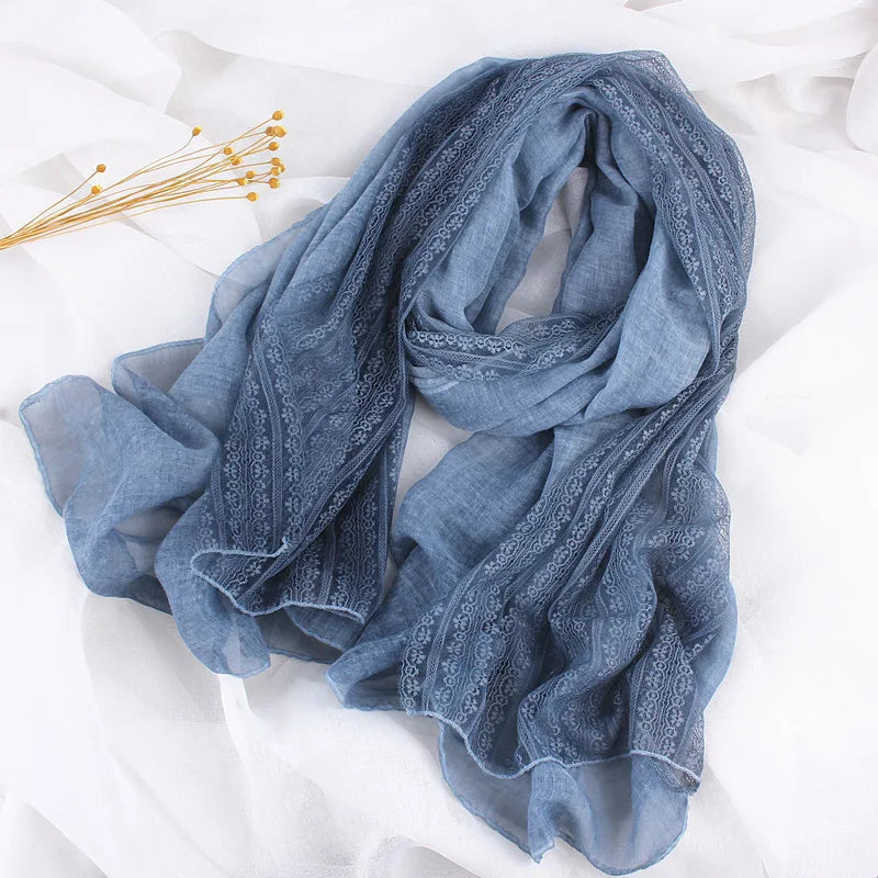 women's elegant solid color cotton scarf