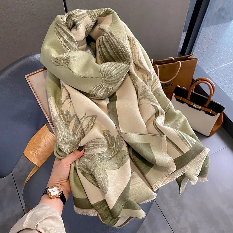 Unisex Basic Color Block Flower Acrylic Scarf
