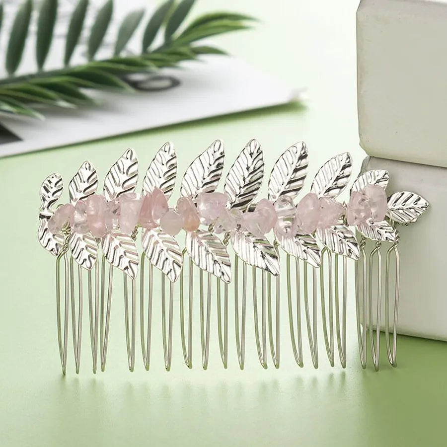 Handmade Pastoral Women's Solid Color Gem Insert comb