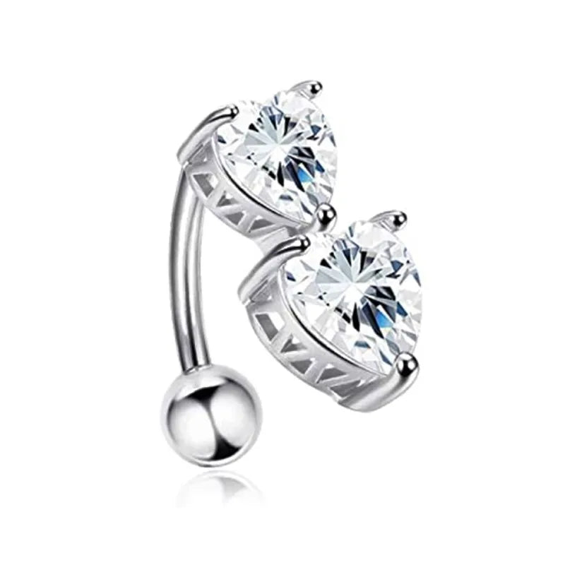 fashion solid color stainless steel inlay artificial gemstones belly ring