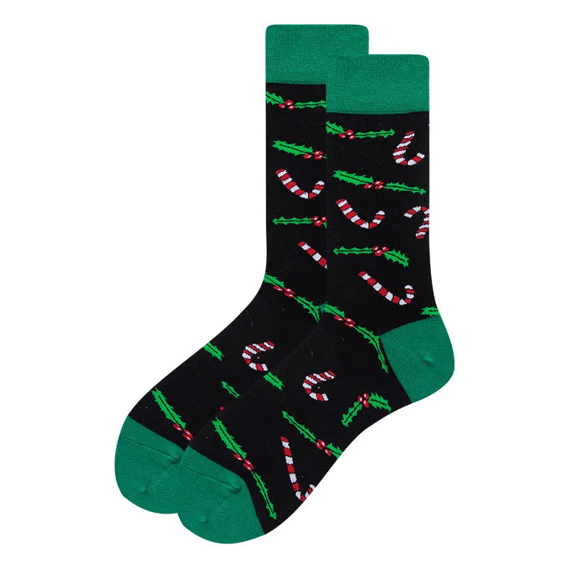 plus size Christmas Stocking  Holiday Mid-barrel Fun Gift Colorful Cotton Long-barrel Christmas Stocking Men's 41-46 Size