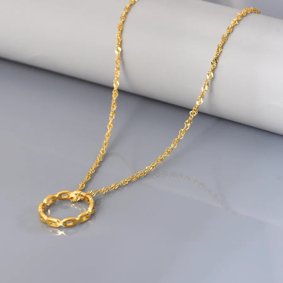 Wholesale Jewelry Elegant Lady Solid Color 304 Stainless Steel 18K Gold Plated Plating Twisted Rope Chain Pendant Necklace