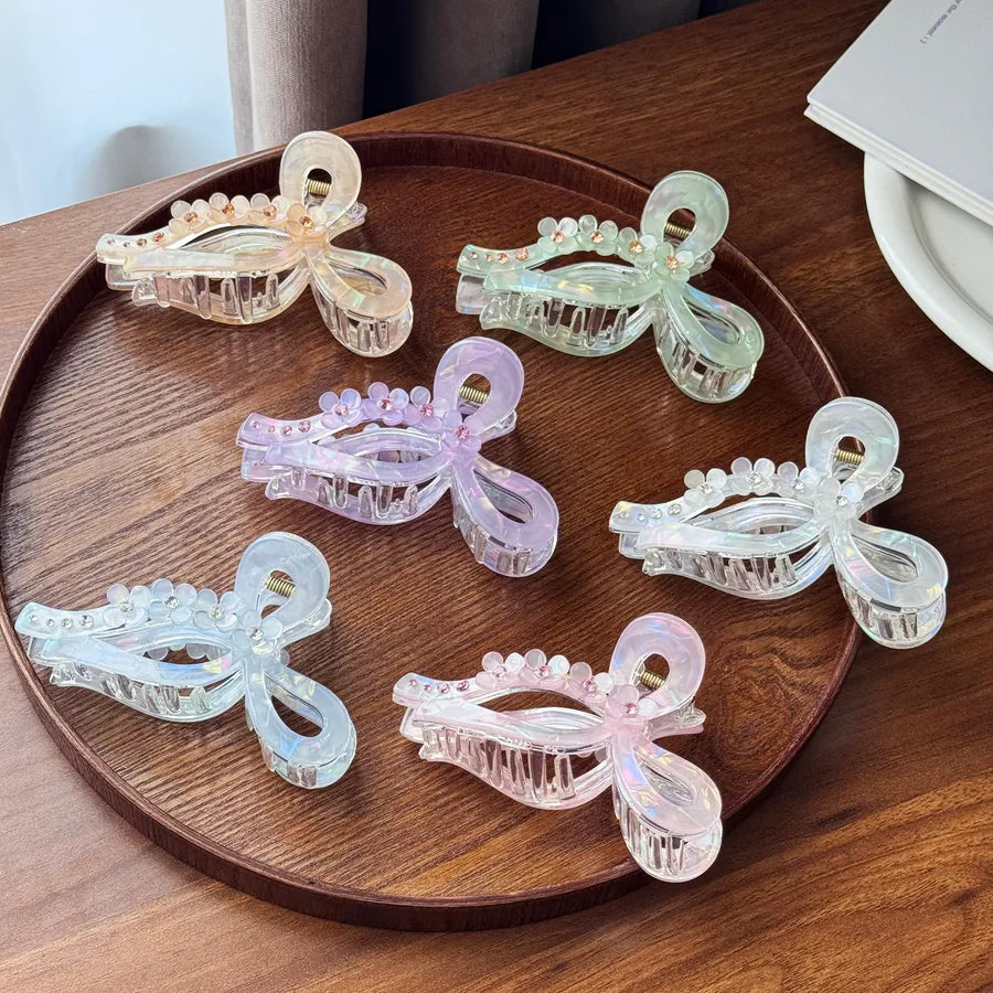 Elegant Large Butterfly Knot Diamond Embedded 3D Flower Hair Clip Luxury High Ponytail Hair Clip For Women Hair Accessories