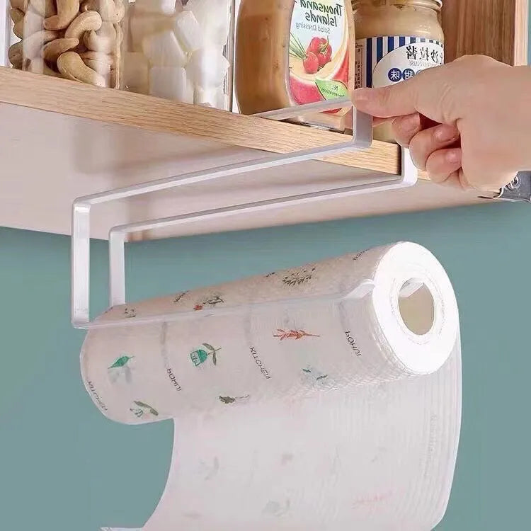 Kitchen Tissue Holder Punch-free Cabinet Paper Roll Rack Storage Rack Kitchen Tissue Plastic Wrap Rack Rack