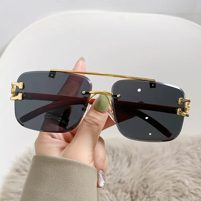 Simple Style Classic Style Color Block Ac Square Frameless Women's Sunglasses